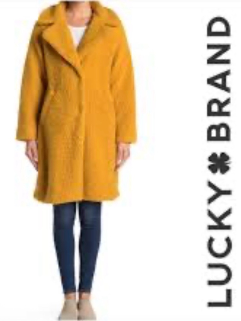 Lucky Brand Mustard Teddy Coat